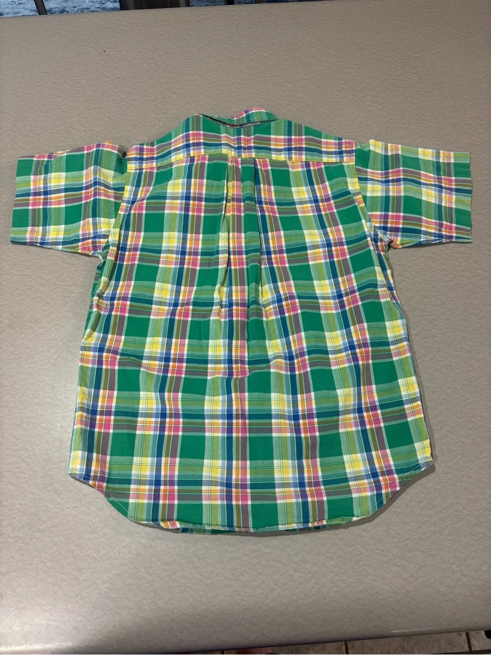 Ralph Lauren Green Multicolor Plaid Short-Sleeve Button-Down Shirt size 7